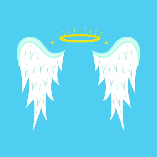 青い背景に漫画の天使の翼。ベクトル — ストックベクタ