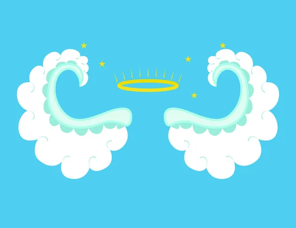 Cartoon Angel Wings sur fond bleu. Vecteur — Image vectorielle