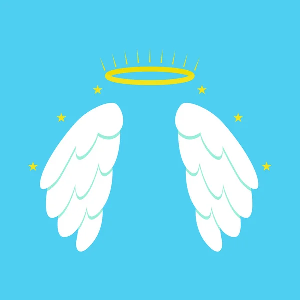 Cartoon Angel Wings sur fond bleu. Vecteur — Image vectorielle