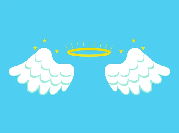 Мультфільм крилами ангела на синьому фоні. Векторний — стоковий вектор