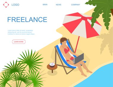 Serbest Kavram Kartı 3d İzometrik Görünüm. Vektör