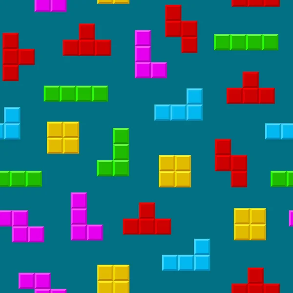 Alten Videospiel quadratischen nahtlosen Muster Hintergrund auf einem blauen. Vektor — Stockvektor