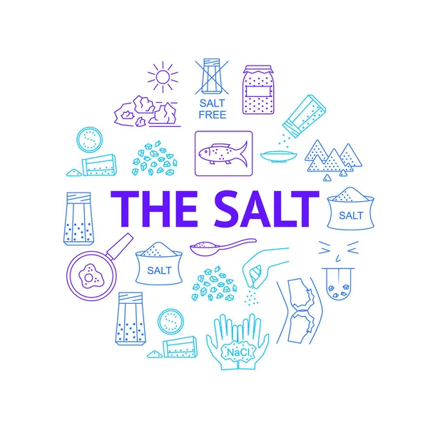 Salt skyltar tunn linje runda designmall annons. Vektor — Stock vektor