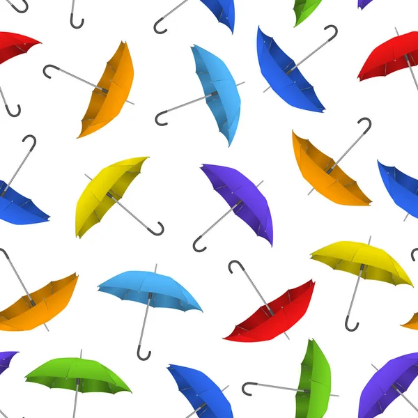 Realista detalhada 3d cor em branco guarda-chuva sem costura padrão de fundo. Vetor —  Vetores de Stock