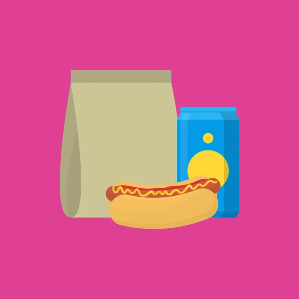 Cartoon Color School Lunch Food Box. Vector — Vector de stock