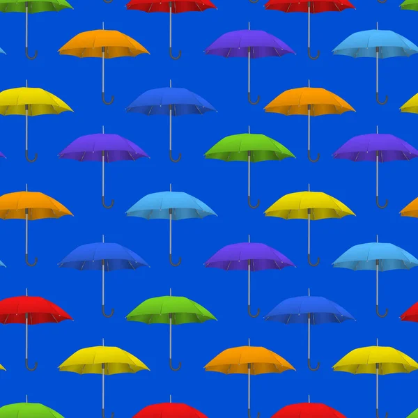 Realistic Detailed 3d Color Blank Umbrella Seamless Pattern Background. Vector — Stock Vector