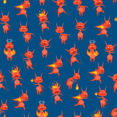 Çizgi Film Karakterleri Devil Seamless Desen Arka Plan. Vektör