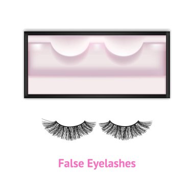 Paket Kutu Kartında Gerçekçi Detaylı 3d Yanlış Kirpikler.