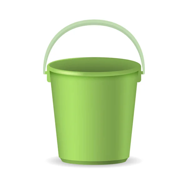 Realistic Detailed 3d Green Bucket and Handle. Vector — Stock Vector