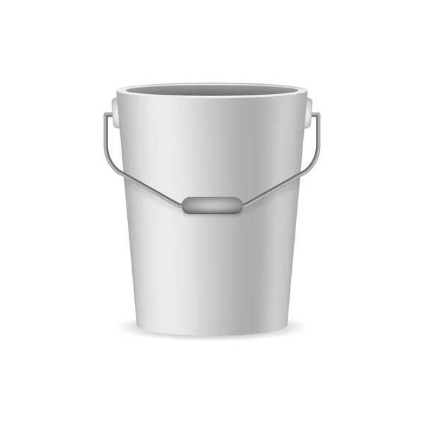 Realistic Detailed 3d White Bucket and Handle. Vector — Stock Vector