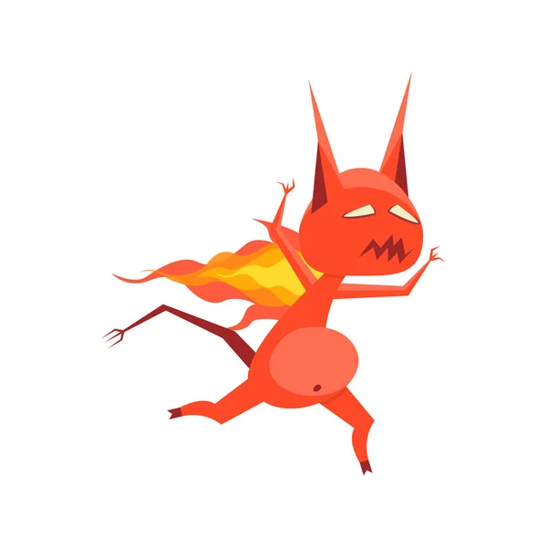 Personagem dos desenhos animados Cute Running Devil on a White. Vetor — Vetor de Stock