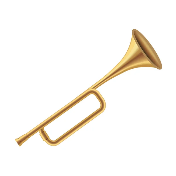 Realistisk detaljerad 3D King Royal Golden Horn på en vit. Vektor — Stock vektor