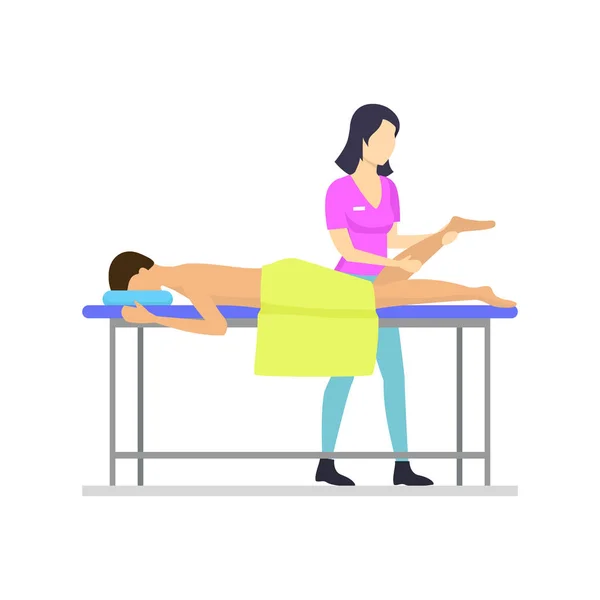 Cartoon personages mensen en massage procedure. Vector — Stockvector