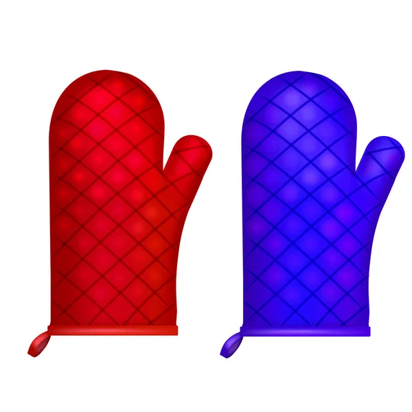 Realista 3d Juego de guantes de cocina detallada. Vector — Archivo Imágenes Vectoriales