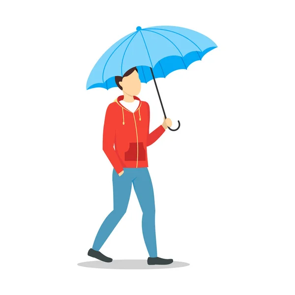 Cartoon Character Person Holding Color Umbrella. Vector