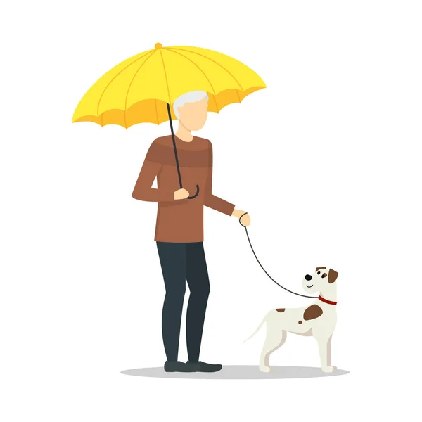Personaje de dibujos animados persona celebración paraguas de color. Vector — Vector de stock
