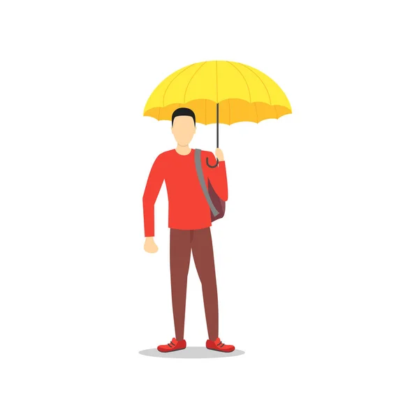 Cartoon Character Person Holding Color Umbrella. Vector — Stock Vector