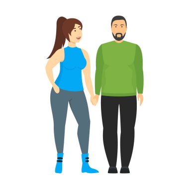 Çizgi Film Karakterleri İnsanlar Plus Boyut Çift. Vektör