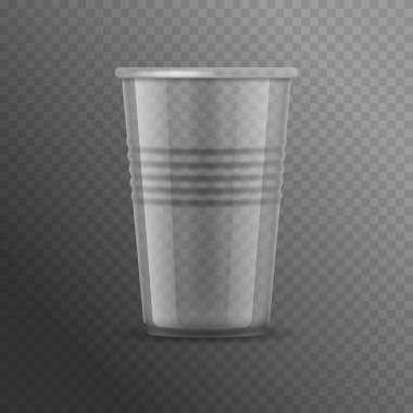 Gerçekçi Detaylı 3d Plastik Bardak ŞablonMockup. Vektör