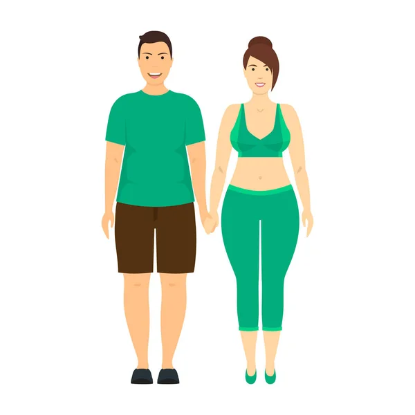 Χαρακτήρες κινουμένων σχεδίων άνθρωποι συν μέγεθος ζευγάρι. Διάνυσμα — Διανυσματικό Αρχείο