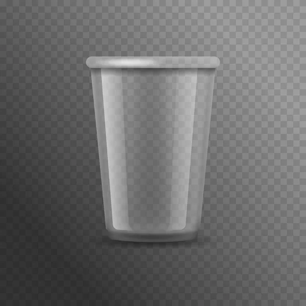 リアルな詳細な3Dプラスチックカップテンプレートモックアップ。ベクトル — ストックベクタ