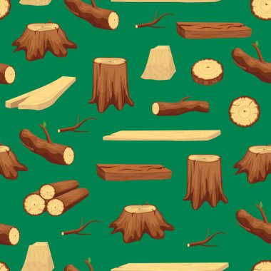 Ahşap gövde malzemeleri ve odun Dikişsiz desen arka plan. Vektör