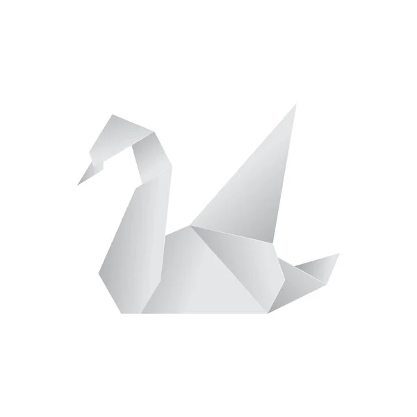 Realista detalhada 3d origami papel cisne animal. Vetor — Vetor de Stock