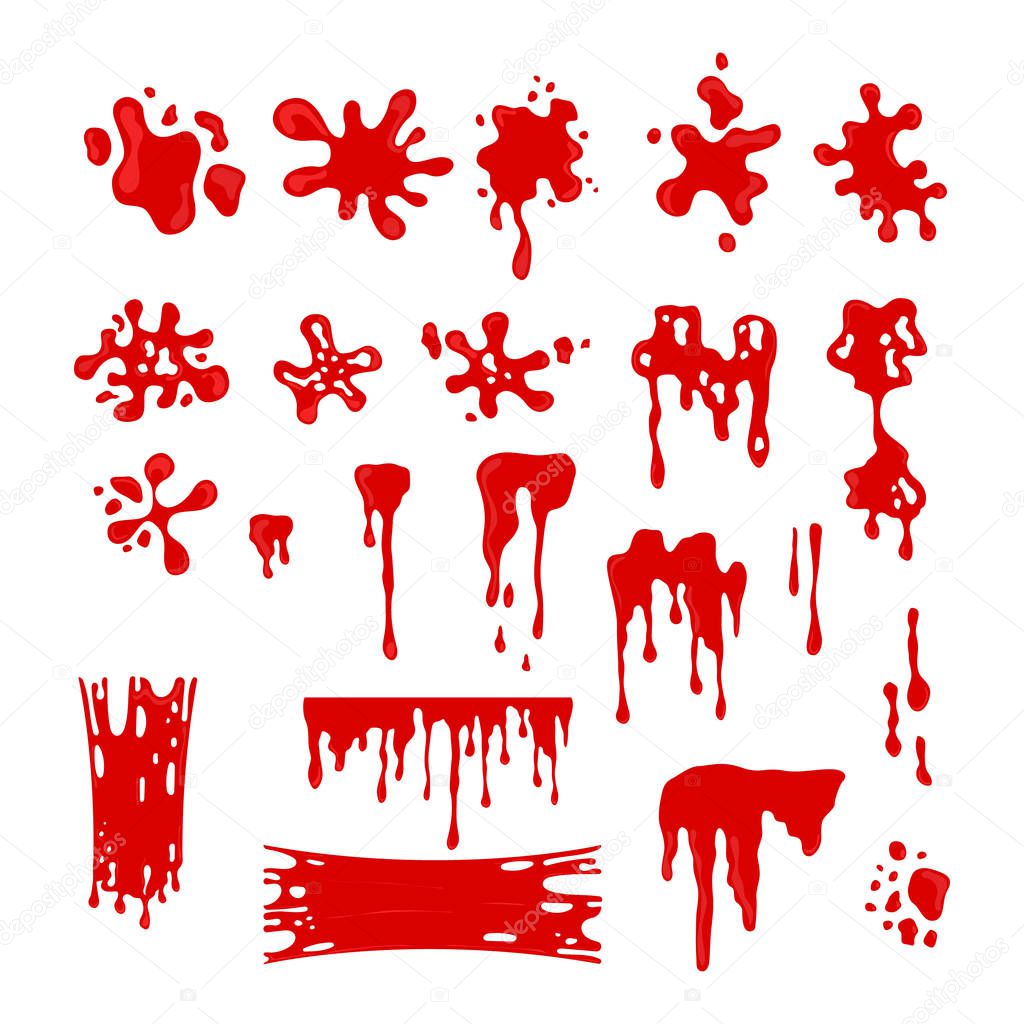 Red Slime Effects Different Types Set. Vector