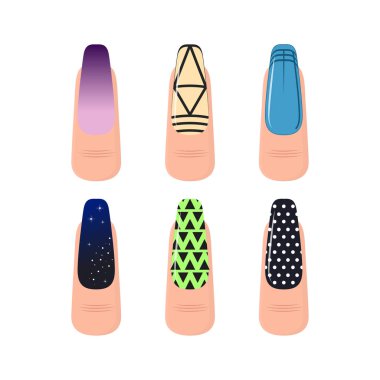 Karikatür renk tırnak hizmet sanat öğeleri kümesi. Vektör