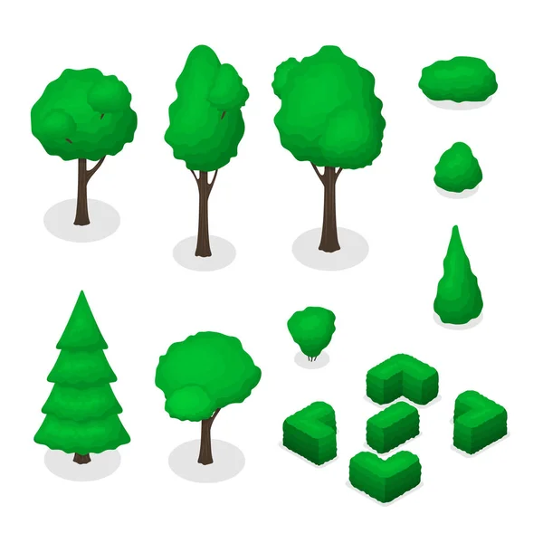 Park tree teken 3D Icon set isometrische weergave. Vector — Stockvector