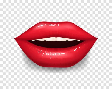 Gerçekçi 3D detaylı seksi kadın dudaklar. Vektör