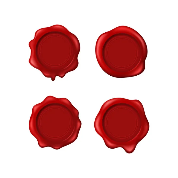 Realistische gedetailleerde 3D-oude Seal Wax stempels Set. Vector — Stockvector