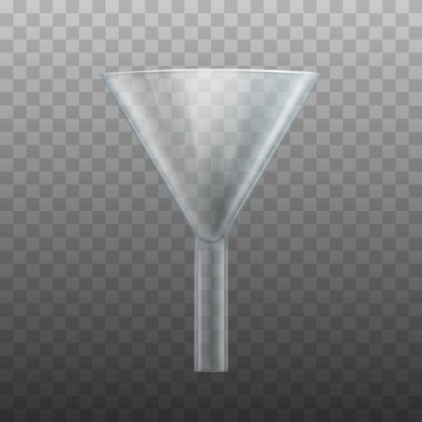Gerçekçi 3d Detaylı Cam Laboratuvarı Hunisi. Vektör