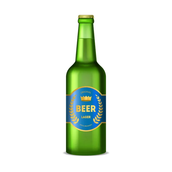 Garrafa de cerveja 3D detalhada realista. Vetor —  Vetores de Stock