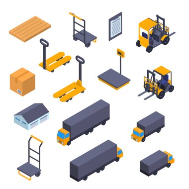 Ambar İşareti 3d Simge Seti İzometrik Görünüm. Vektör