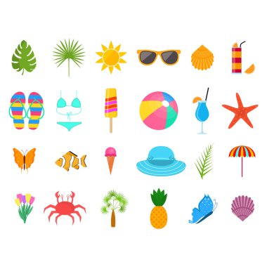 Yaz Saati Renk İşareti Simge Seti. Vektör