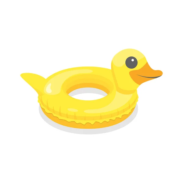 Rajzfilm színű úszó Ring Toy Duck egy fehér. Vektor — Stock Vector