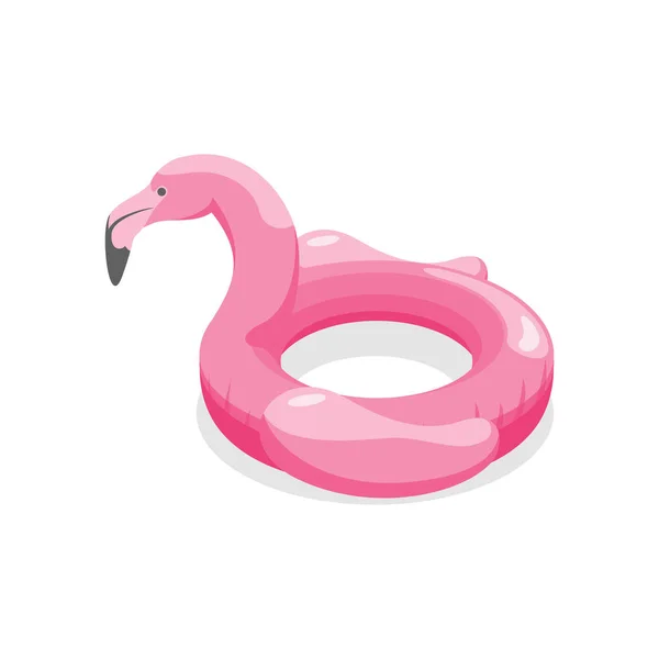 Desenhos animados cor natação anel Flamingo brinquedo em um branco. Vetor — Vetor de Stock