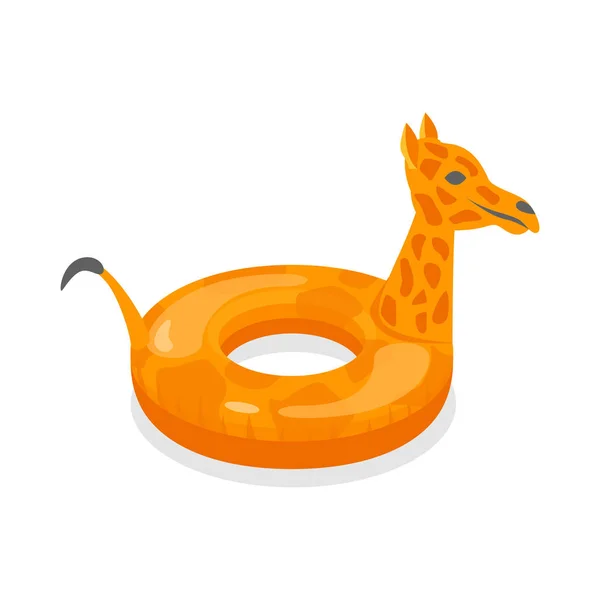 Cartoon Color pływanie pierścień żyrafa zabawka na białym. Wektor — Wektor stockowy