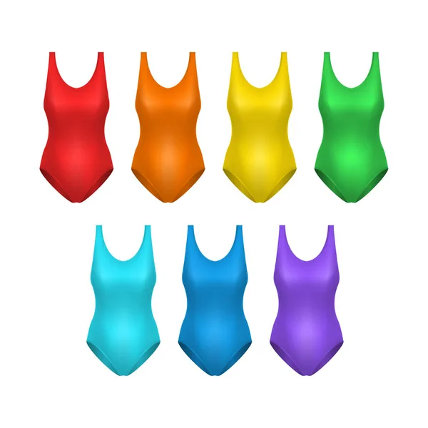 Реалістичний докладний 3d колір Порожній купальник Жінка шаблон макет набір. Векторні — стоковий вектор