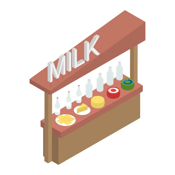 Verkäufer Milch Straßenschild 3d isometrische Ansicht. Vektor — Stockvektor