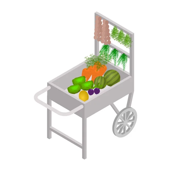 Venditore Food Street Cart Sign 3d Vista isometrica. Vettore — Vettoriale Stock