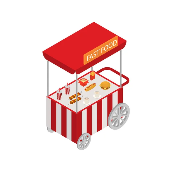 Verkäufer Fast Food Straßenschild 3d isometrische Ansicht. Vektor — Stockvektor