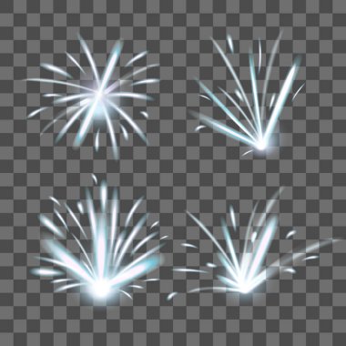 Şeffaf Bir Arka Plan Üzerinde Gerçekçi Detaylı 3d Yangın Kıvılcımlar. Vektör