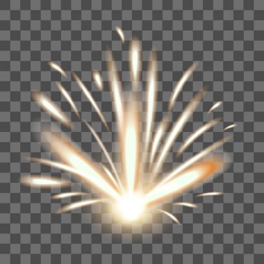 Şeffaf Bir Arka Plan Üzerinde Gerçekçi Detaylı 3d Yangın Kıvılcım. Vektör