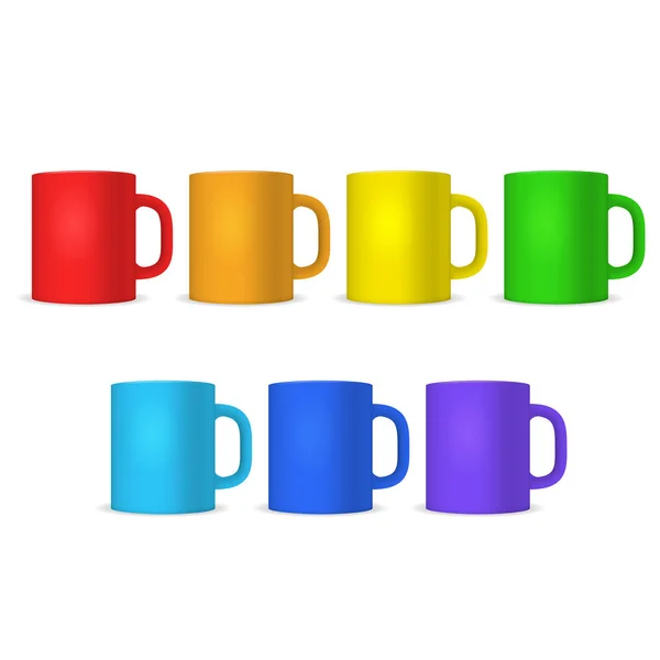 Realistyczny szczegółowy kolor 3D blank Cup szablon zestaw Mockup. Wektor — Wektor stockowy