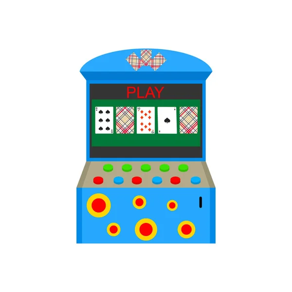 Cartoon kleur spel machine en spel kaart op een wit. Vector — Stockvector