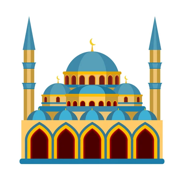 Cartoon Color islamski Meczet religijne budynku. Wektor — Wektor stockowy