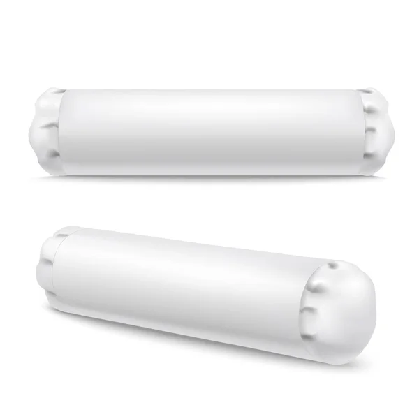 Gerçekçi Detaylı 3d Beyaz Boş Boyun Rulo Ortopedik Yastık Şablonu Mockup Set. Vektör — Stok Vektör