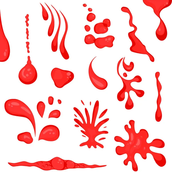 Goccia di sangue rosso o Splash Set. Vettore — Vettoriale Stock